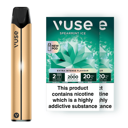 Vuse Pro Device Kit Gold & Vuse Pods v-Pro Bundle X2