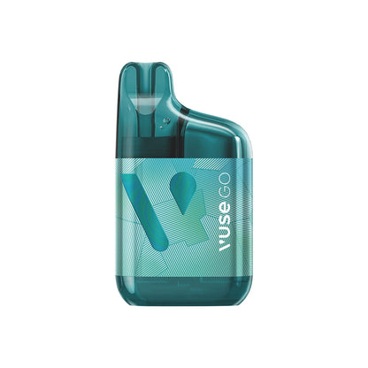 A Vuse ePod pod, labeled as "Mint Ice, 2 Pods" and featuring a menthol cigarette substitute, is presented within its blue and white package, in a neutral background.